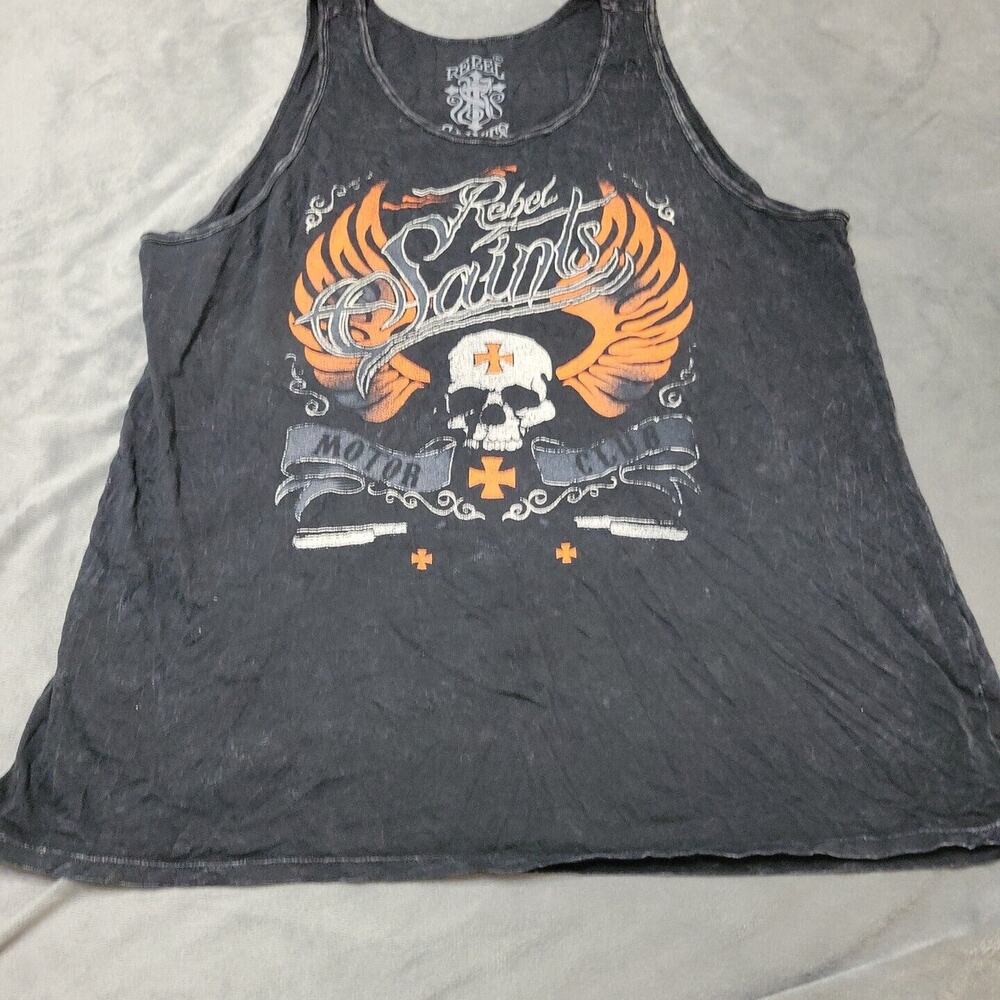 Rebel Saints Shirt Mens XL Motorcycle Club Tank Top Black Sleeveless Anarchy Tee